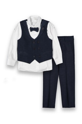 Wholesale Boys 4-Piece Suit Set with Vest 1-4Y Messy 1037-5719 Темно-синий