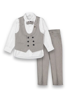 Wholesale Boys 4-Piece Suit Set with Vest 1-4Y Messy 1037-5719 Серый 