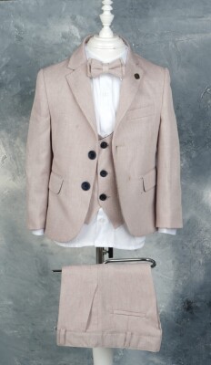 Wholesale Boys 5-Piece Jacket, Vest, Shirt, Pants and Bowtie Set 1-4Y Terry 1036-5770 Бежевый 