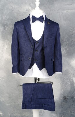 Wholesale Boys 5-Piece Jacket, Vest, Shirt, Pants and Bowtie Set 1-4Y Terry 1036-5770 Темно-синий