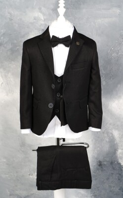 Wholesale Boys 5-Piece Jacket, Vest, Shirt, Pants and Bowtie Set 9-12Y Terry 1036-5772 Чёрный 