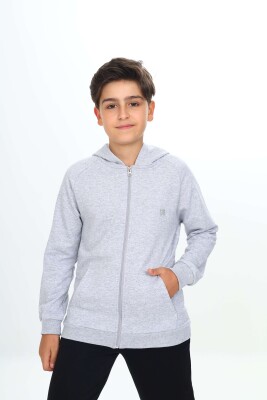 Wholesale Boys' Basic Cardigan 7-10Y Nickel 2060-20085-2 - Nickel (1)