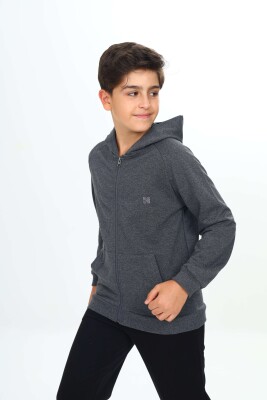 Wholesale Boys' Basic Cardigan 7-10Y Nickel 2060-20085-2 Антрацитовый