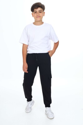 Wholesale Boys' Basic Sweatpants 11-14Y Nickel 2060-20077-3 Чёрный 