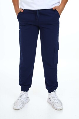 Wholesale Boys' Basic Sweatpants 11-14Y Nickel 2060-20077-3 Темно-синий