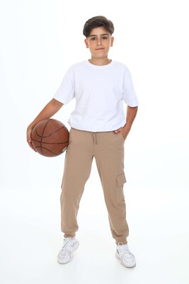 Wholesale Boys' Basic Sweatpants 11-14Y Nickel 2060-20077-3 Каменный цвет