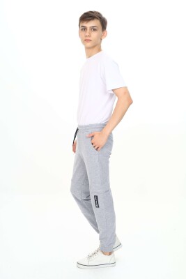 Wholesale Boys' Basic Sweatpants 11-14Y Nickel 2060-20104-3 Серый меланж