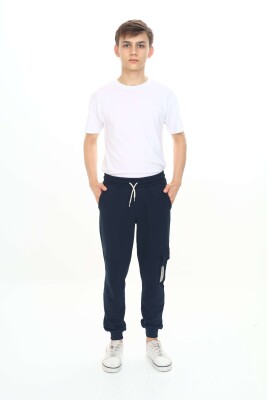 Wholesale Boys' Basic Sweatpants 11-14Y Nickel 2060-20104-3 Темно-синий