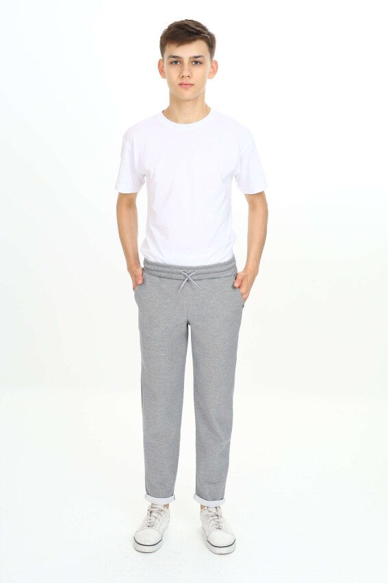 Wholesale Boys' Basic Sweatpants 7-10Y Nickel 2060-20099-2 - 2