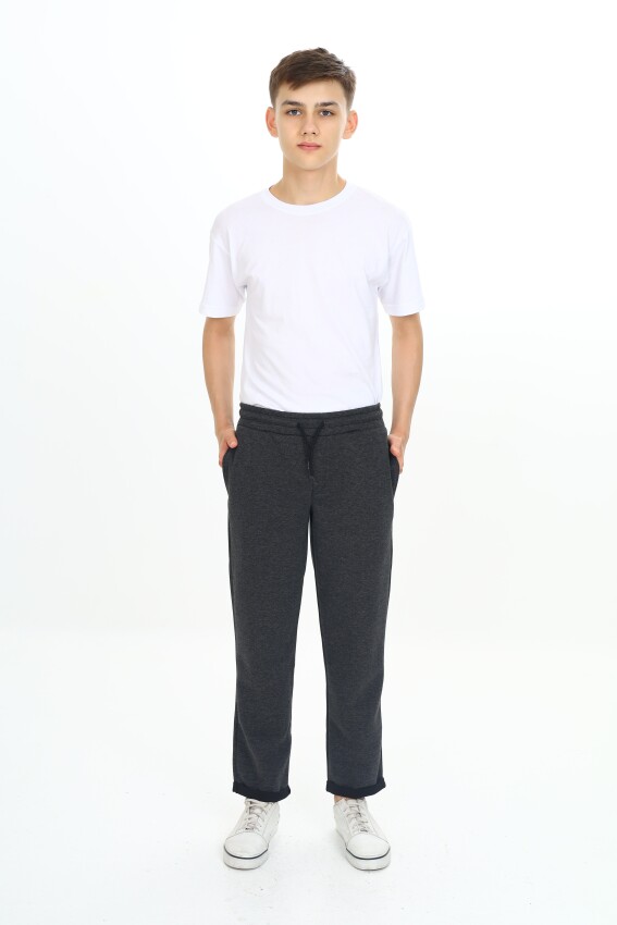 Wholesale Boys' Basic Sweatpants 7-10Y Nickel 2060-20100-2 - 4