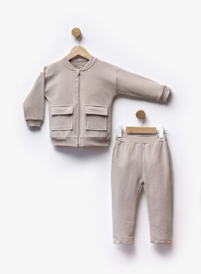 Wholesale Boy's Cardigan and Trouser Set 1-5Y Flexi Baby 2063-217533 Бежевый 