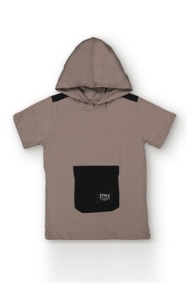 Wholesale Boys Hooded T-Shirt 6-9Y Divonette 1023-7849-3 Темно-серый 