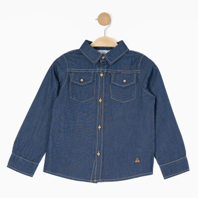 Wholesale Boys' Long Sleeve Denim Shirt with Pockets 6-9Y Timo 1018-TE5DÜ014236633 - Timo