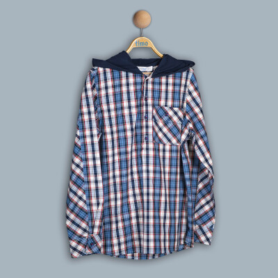 Wholesale Boys Patterned Shirt 10-13Y Timo 1018-TE4DÜ012243464 Синий