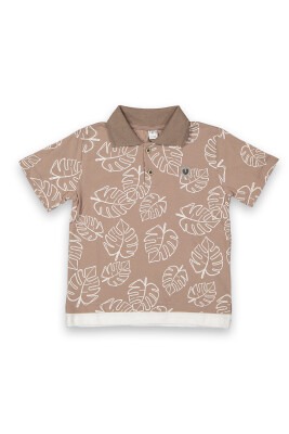 Wholesale Boys Patterned T-Shirt 10-13Y Tuffy 1099-8152 Коричневый 