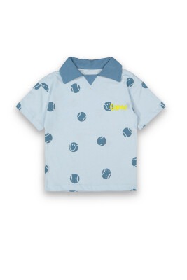 Wholesale Boys Patterned T-shirt 2-5Y Tuffy 1099-8070 Синий