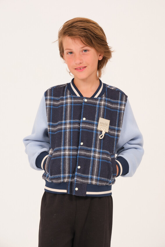 Wholesale Boys Plaid Pattern College Jacket 8-15Y Jazziee 2051-252J4MTN22 - 1