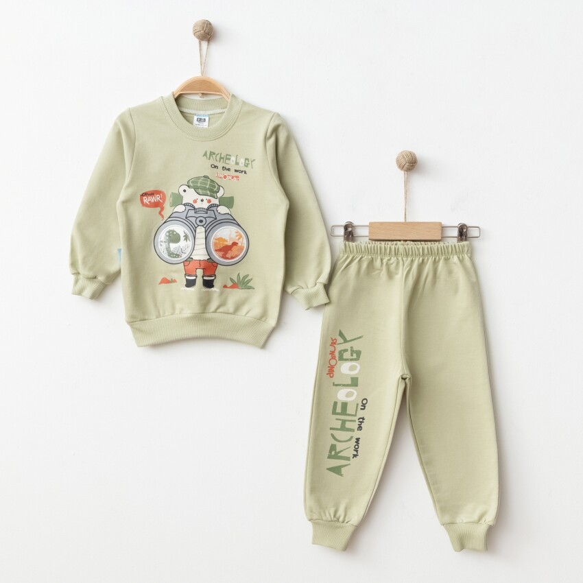 Wholesale Boys Printed 2-Piece Tracksuit 2-4Y Hoppidik 2017-2372 - 2