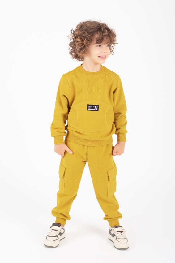 Wholesale Boys Printed and Pocket Tracksuit Set 9-13Y Pafim 2041-K24-9009 - 1