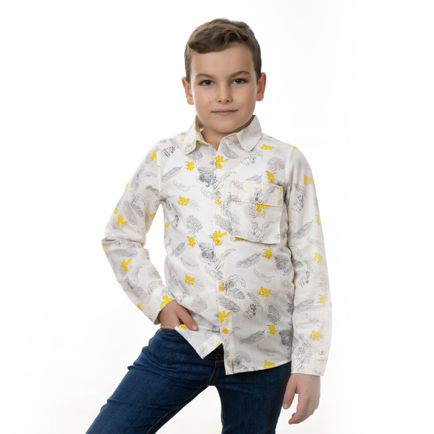 Wholesale Boys' Printed Long Sleeve Shirt 6-9Y Timo 1018-TE5DÜ012257533 - 3