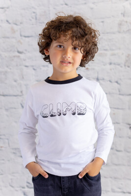 Wholesale Boys Printed Long Sleeve T-Shirt 1-12Y Zeyland 1070-252Z3EZF51_BEYAZ - Zeyland