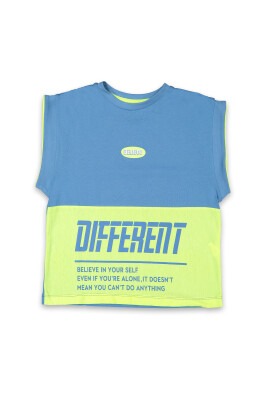 Wholesale Boys Printed T-Shirt 6-9Y Tuffy 1099-8113 Светло-серовато- синий