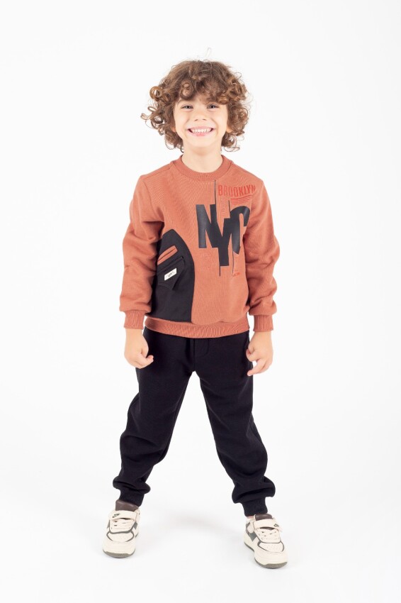 Wholesale Boys Printed Tracksuit Set 9-13Y Pafim 2041-K24-9011 - 3