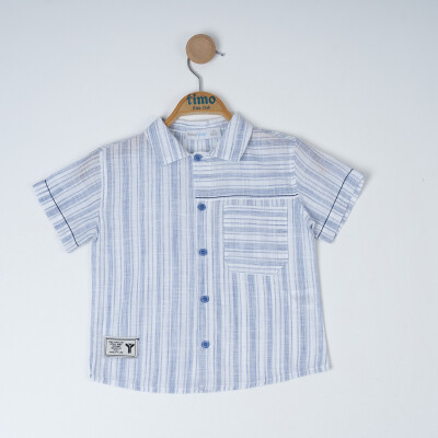 Wholesale Boys' Short Sleeve Shirt 6-9Y Timo 1018-TE5DÜ012257703 Темно-синий