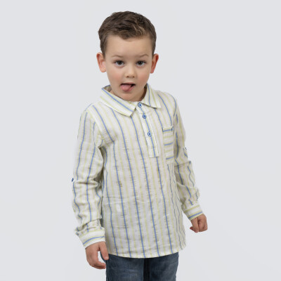 Wholesale Boy's Striped and Long Sleeve Shirt 2-5Y Timo 1018-TE5DÜ012257882 - Timo