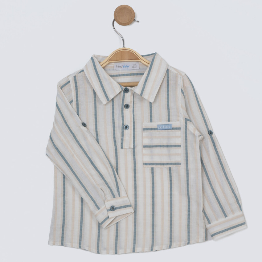 Wholesale Boy's Striped and Long Sleeve Shirt 2-5Y Timo 1018-TE5DÜ012257882 - 2