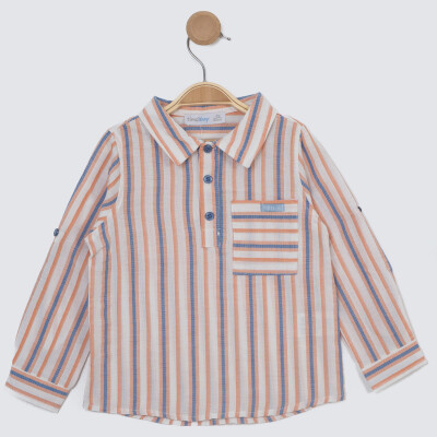 Wholesale Boy's Striped and Long Sleeve Shirt 2-5Y Timo 1018-TE5DÜ012257882 Лососевый цвет