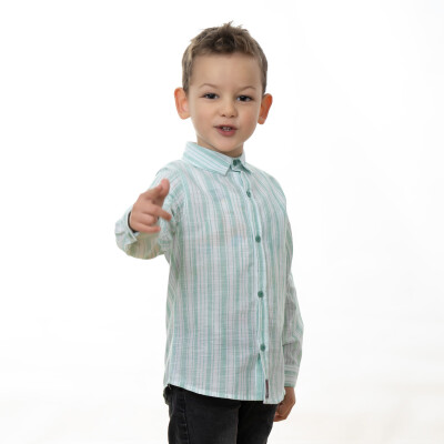 Wholesale Boy's Striped Long Sleeve Shirt 2-5Y Timo 1018-TE5DÜ012257672 - Timo