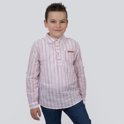 Wholesale Boy's Striped Shirt 2-5Y Timo 1018-TE5DÜ012257652 - Timo