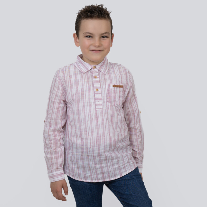 Wholesale Boy's Striped Shirt 2-5Y Timo 1018-TE5DÜ012257652 - 2