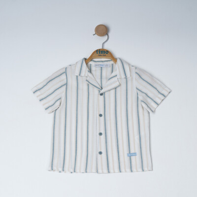 Wholesale Boy's Striped Short Sleeve Shirt 2-5Y Timo 1018-TE5DÜ012257762 - Timo (1)