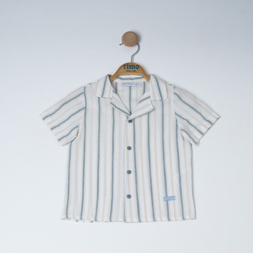 Wholesale Boy's Striped Short Sleeve Shirt 6-9Y Timo 1018-TE5DÜ012257763 - 2