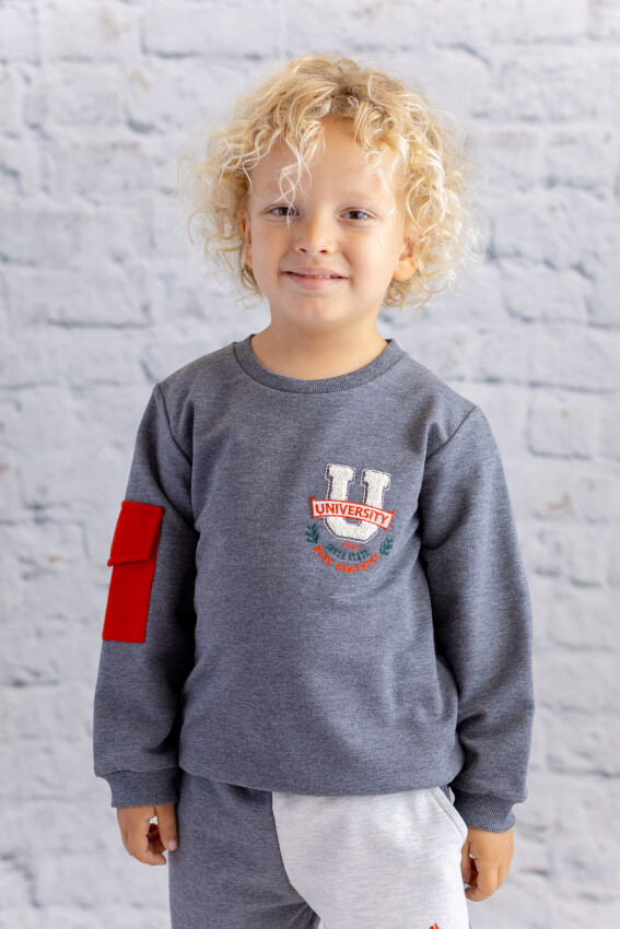 Wholesale Boy's Sweatshirt with Pocket Detail 5-8Y Mininio 2062-252M3KJL62 - 1