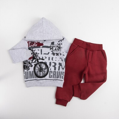 Wholesale Boys Tracksuit Set 1-4Y Pankido 2037-9486 Бордовый 