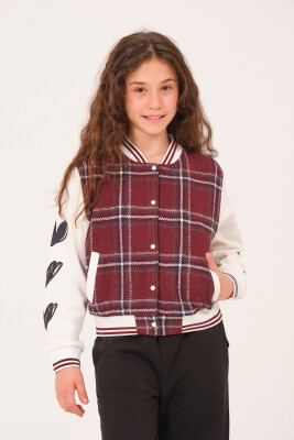 Wholesale Checkered College Jacket for Girls 8-15Y Jazziee 2051-252J4MTK22 - 2