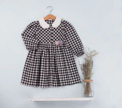 Wholesale Checkered Dress for Baby Girls 9-12M BabyRose 1002-4596 - Babyrose