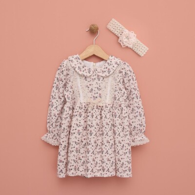 Wholesale Floral Print Baby Girl Dress 9-24M Lilax 1049-6545 - 3