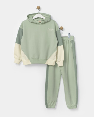 Wholesale Girl 2 Pieces Sweatshirt Set Suit 7-10Y Miniloox 1054-24629 Зелёный 