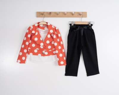 Wholesale Girl 3 Pieces Jacket Set Suit 3-7Y Moda Mira 1080-7132 Оранжевый 