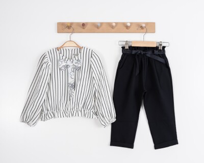 Wholesale Girl Bow Bluz Set Suit 8-12Y Moda Mira 1080-7115 - 6