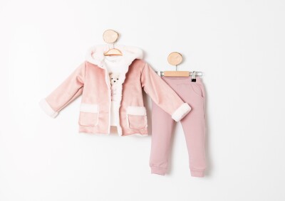 Wholesale Girl Child 3-Piece Jacket, Bodysuit, and Pants Set 1-4Y Sani 1068-20038 Розовый 