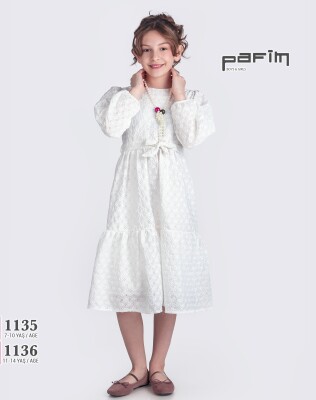 Wholesale Girl Child 7-10 Years Long Sleeve Scallop Dress 7-10Y Pafim 2041-2025Y1135 - Pafim