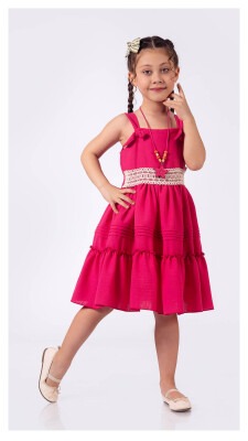 Wholesale Girl Dress with Necklace 6-12Y Tivido 1042-2488 - Tivido