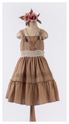 Wholesale Girl Dress with Necklace 6-12Y Tivido 1042-2488 - 2