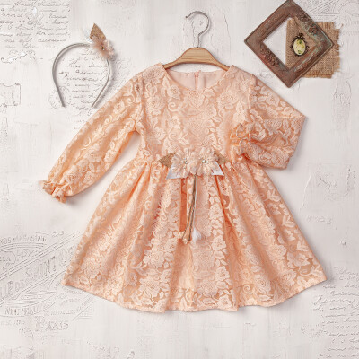 Wholesale Girl Dresses 3-6Y Elayza 2023-2402 Лососевый цвет