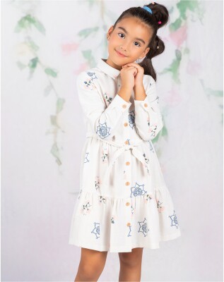 Wholesale Girl Katan Printed Dress 2-5Y Wizzy 2038-3456 - 2